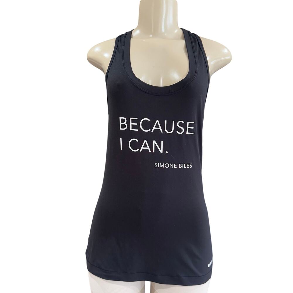 Athleta Nitro Tank Black BECAUSE I CAN Simone Biles Top Active Gymnastic Medium